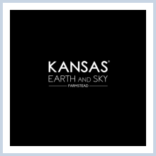 White lettering on black background that reads "Kansas Earth and Sky Farmstead"