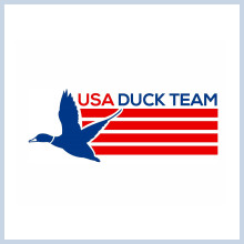 USA Duck team logo is a duck with USA flag motif