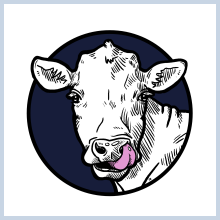 Cow licking nose - Pokey Cow Farm Logo