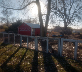 Sunset over barn