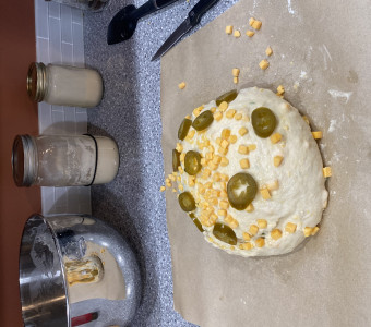 Jalapeno cheddar with a bunch of other varieties of food