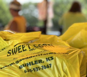 Gaeddert Farms Sweet Corn yellow bag used at all stand locations in Central Kansas