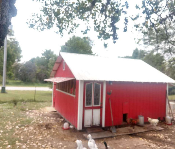 Photo of our minibarn to house our chickens and ducks, separated from rabbit pen.