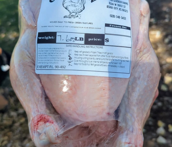 One of our packaged chicken. We try to average 5lbs but come in a little over or under 