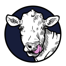 Cow licking nose - Pokey Cow Farm Logo